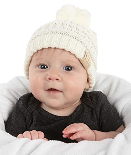 Image of Funky Junque Exclusives Baby Infant Beanie Knit Warm Winter Pom Pom Skull Cap Hat