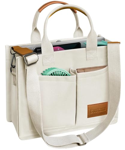 Large Canvas Tote Bag for Women with 3 Pockets, Lightweight Teacher Nurse Work Handbag, Fashion Laptop Tote Purses Crossbody Shoulder Bag for Work, Travel, Gym or Shopping Ideal for Gift