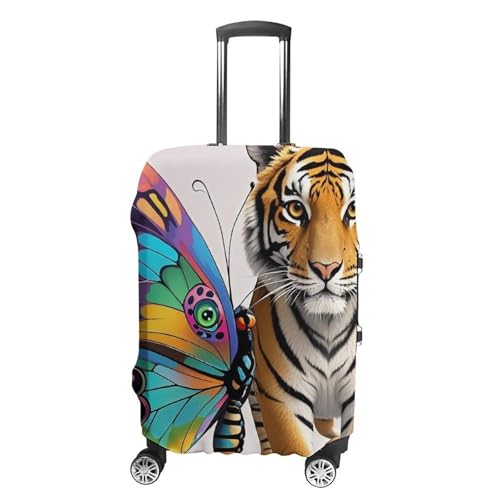 Butterfly And Tiger Printed Luggage Cover Protector, Fits 18-32 Inch Luggage