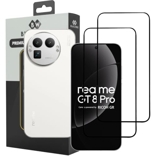 Image of Blackwik Premium Tempered Glass Screen Protector for realme GT 8 Pro with Edge-To-Edge Protector Coverage | Easy Installation Kit (Black) (Pack Of 2)
