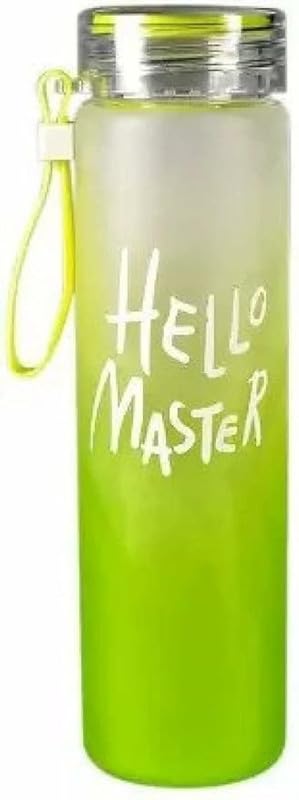 Image of Water Bottle - Transparent Water Bottle for Home, Office, Gym, Picnic and Travelling - Stylish Glass Bottle Multicolor Water Bottle-Transparent-GRN-400ml