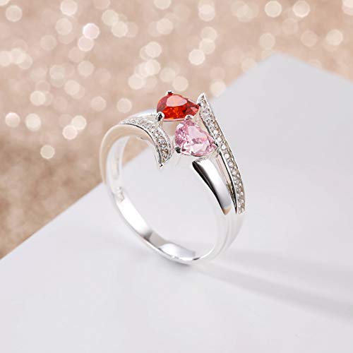 VIBOOS Personalized 925 Sterling Silver Promise Ring Engraving 2/3/4 Names Rings Custom Text with Birthstones for Women Engagement Wedding Set BBF Name Rings Mom Jewelry3