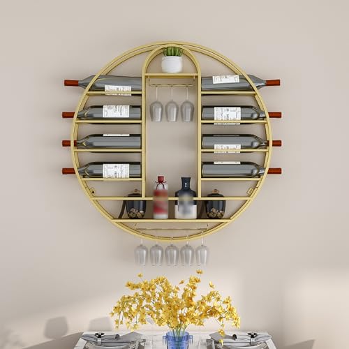 Présentoir pour bouteilles d'alcool mural LED et support de vin - 6