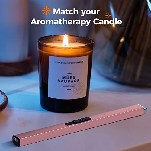 Bswalf Lighter Candle Lighter, Electric Lighter Usb Rechargeable Lighters Have Triple Safety And Led Battery Display, Windproof Flameless Plasma Arc Lighter For Candle Camping Grill (Rose Gold) #TOP5