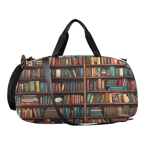 YETTASBIN Sport Travel Duffel Bag for Girls Boys, Bookshelves Large Waterproof Weekender Overnight Bag, Detachable Shoulder Strap Gym Bag with Shoe Compartment & Wet Pocket2