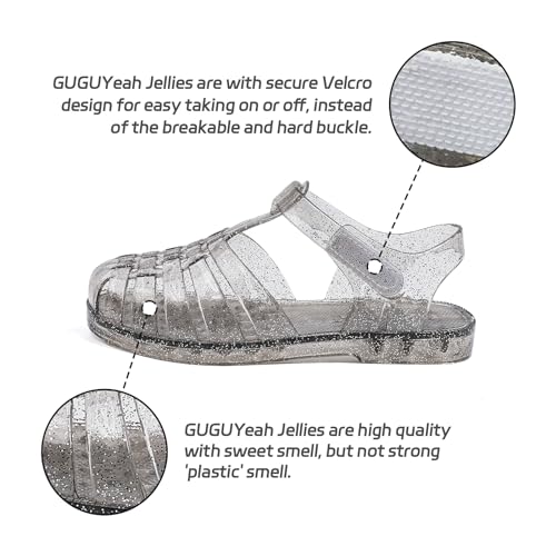 Image of GUGUYeah Jelly Sandals for Girls,Closed Toe Princess Costume Summer Dress Shoes Fisherman Gladiator Water Beach Flat Sandals for Toddler /Little Kid /Big Kid