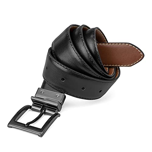 image for Steve Madden Reversible Men's Dress Casual Every Day Leather Belt, Cog