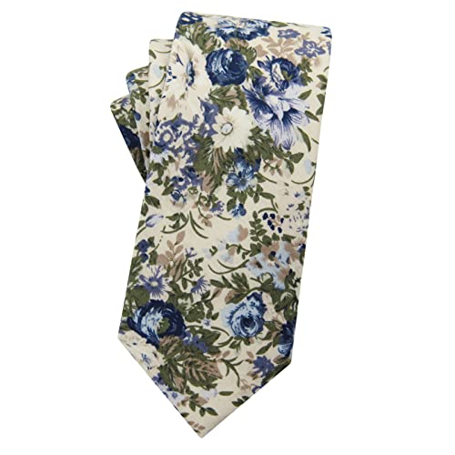 Image of Mantieqingway Men's Cotton Floral Neck Tie 2.56'' Printed Skinny Tie