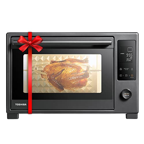 TOSHIBA Hot Air Convection Toaster Oven, Extra Large 34QT/32L, 9-in-1 Cooking Functions, Crispy Grill, Dehydrate, Rotisserie, 6 Accessories Included, 1650W, Grey TOSHIBA Hot Air Convection Toaster Oven, Extra Large 34QT/32L, 9-in-1 Cooking Functions, Crispy Grill, Dehydrate, Rotisserie, 6 Accessories Included, 1650W, Grey