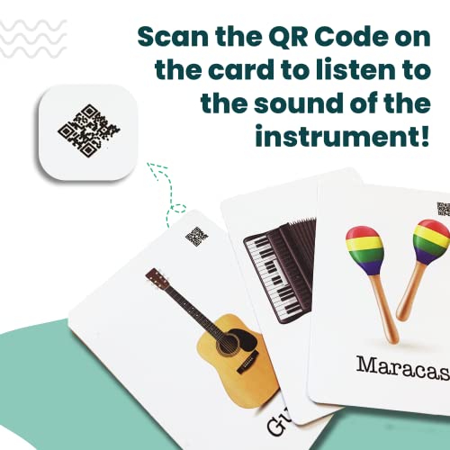 Image of Musical Instruments Flash Cards | 36 Laminated Cards | Age Group: 2-4 Years | Science Educational & Fun Activity for Kids