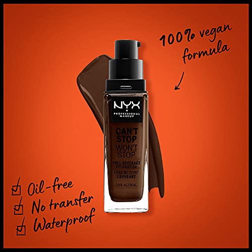 NYX PROFESSIONAL MAKEUP Can't Stop Won't Stop Foundation, 24h Full Coverage Matte Finish - Deep Ebony - image 2