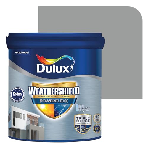 Image of Dulux Weathershield Powerflexx Exterior Emulsion Paint (4L, GRANITE GREY) | PU-Modified Acrylic Formula | Crack Resistant & Weatherproof | Algae & Fungus Guard | High Gloss Finish
