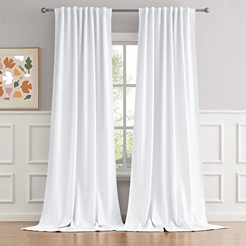 DUALIFE Extra Long Curtains 132 Inch Length- Vertical 11 ft Length Drapes 2 Story Long, High Ceiling Back Tab Loop Pocket Window Curtain for High Living Room,52 x 132 Inch, 2 Panels