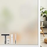 DIFIT 窓 めかくしシート 窓ガラス 目隠しシート 窓用フィルム すりガラス調 断熱シート 窓 遮光シート ガラスフィルム 結露防止 飛散防止 UVカット 浴室 風呂 玄関目隠し 水で貼る 貼ってはがせる 外から見えない 曇りガラス (44.3 x 200cm)