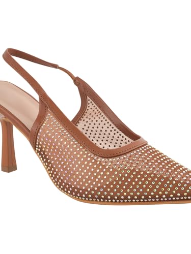Image of TRYME Women Pointed Toe Stone Embellishment Slingback Heel pencil Sandals