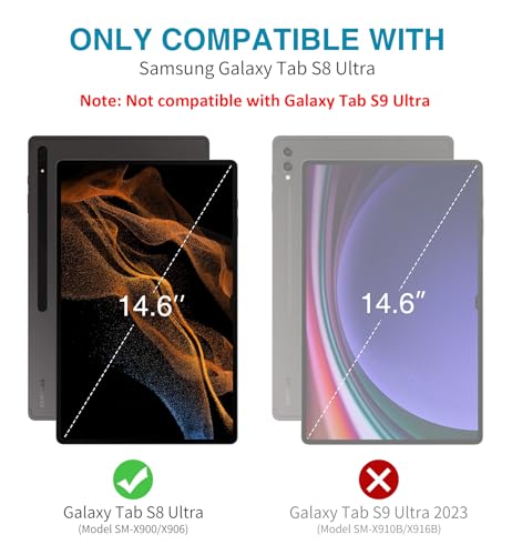 SURITCH Rugged Case for Samsung Galaxy Tab S8 Ultra 14.6-inch 2022, Built-in Screen Protector Full Body Heavy Duty Shockproof Protective Tablet Cover with S-Pen Slot Kickstand, Navy