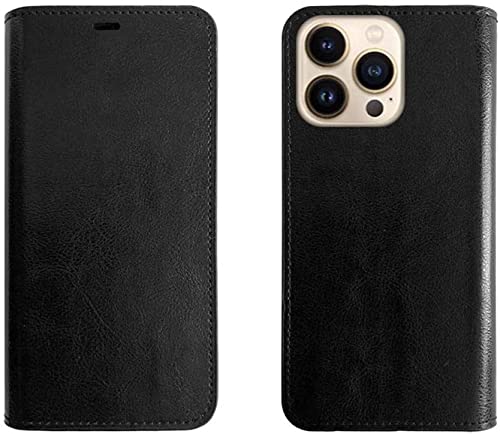 Funda de cuero genuino para iPhone 13 Pro Max carcasa libro premium Svart
