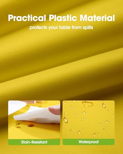 Image of Pureegg Plastic Table Cloth Disposable 10 Pack, 54 x 108 Inch Table Cloths, Easter Party, Decorative Tablecloths, Rectangle, Lemon, Pastel Plastic Cover, Leakproof & Sturdy, Yellow