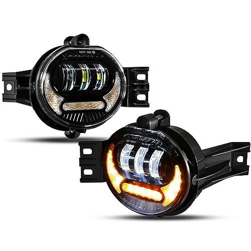 Auxbeam 2023 Upgraded LED Fog Lights Lamp Replacement for Dodge Ram 1500 2002-2008 Dodge Ram 2500/3500 2003-2009 Durango Truck 2005 2006 with DRL&Turn Signal DOT Approved, Black