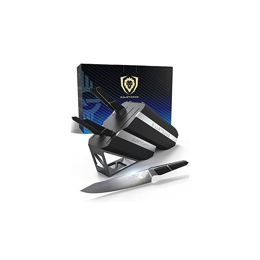 Dalstrong-Knife-Block-Set-5-Piece-Quantum-1-Series-American-Forged-BD1N-VX-Hyper-Steel-Carbon-Fibre-G10-Hybrid-Handle Dalstrong Knife Block Set - 5 Piece - Quantum 1 Series - American Forged BD1N-VX Hyper Steel - Carbon Fibre G10 Hybrid Handle - Professional Kitchen Set - Knife Set