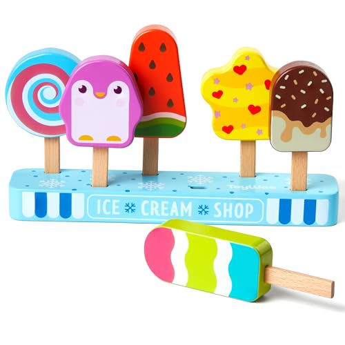 Holz-Eis Spielzeug für Kinder, Kleinkinder Eis Lutscher Pops...