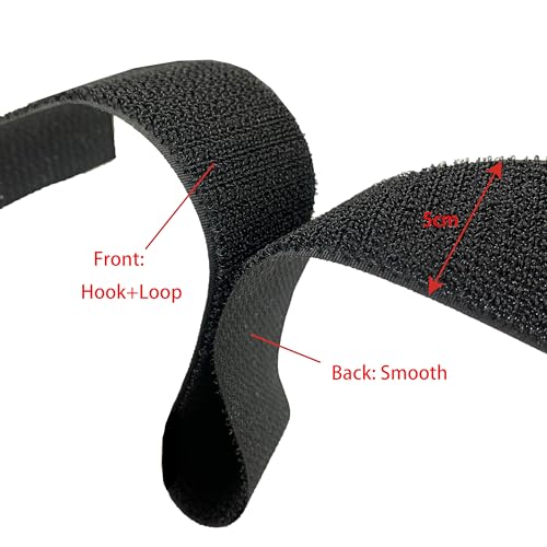 Hook and Loop Roll 6.5ft x 1inch Heavy Duty Reusable One Sided Hook and Loop for DIY Crafting (Black)