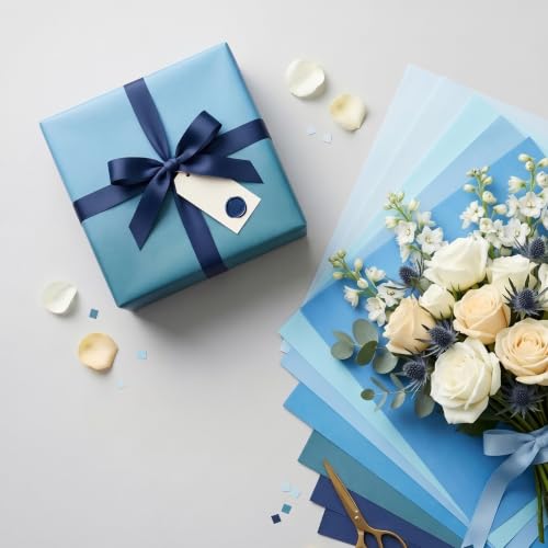 Image of BEISHIDA 90 Sheets Dusty Blue Series Tissue Paper Bulk for Gift Wrapping
