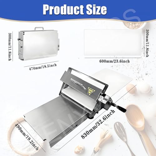 Croissant Dough Laminator,Commercial Dough Roller Sheeter,Dough Machine Thickness Adjustable, Stainless Steel,Table Top Croissants Fondant Pizza Pastry Sheeter Machine,Type300