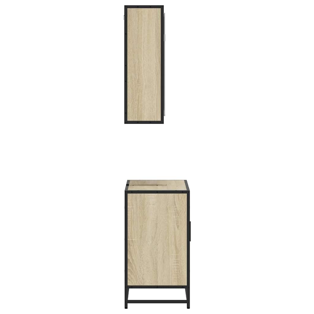 2-częściowy zestaw mebli łazienkowych, dąb Sonoma, materiał drewnopochodny z szafką pod umywalkę i szafką z lustrem 65 x 60 x 33 cm, miejsce do przechowywania dla gości, WC i łazienki, wiszące