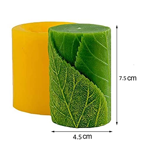 NSXIN 3D Silikon Kerzenform DIY Silikonform Zylinder KerzengieÃform mit Blättern DIY Seifenfarbstoff Modell für die Herstellung von Kerzen, Aromasteinen, Schokolade, Seife – Bild 3