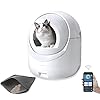 Self-Cleaning Cat Litter Robot Box, Integrated Safety Protection Automatic Pretty Cat Litterbox for Multi Cats, xSecure/Odor Removal/APP Control Automatic Cat Littler Box with Mat (White)