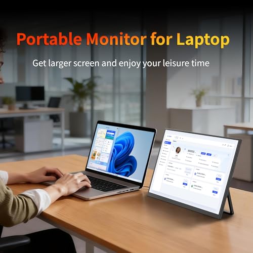 Image of Portable Monitor 13.9 inch 3K QHD 3072x1920 350 Nits 72% sRGB USB-C HDMI Travel Monitor for Laptop PC PS4, Screen Extender with Kickstand, VESA Mountable