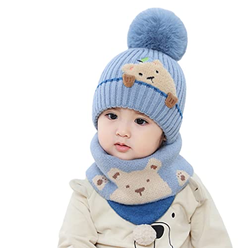 Gorro y bufanda para niños con protección de oídos invernal 5