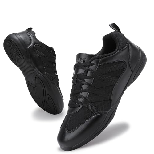 Kuikeiu Girls Cheer Shoes Black Youth Cheerleading Dance Shoes Breathable Lightweight Comfortable for Cheerleader Athletic Training Competition Dancing