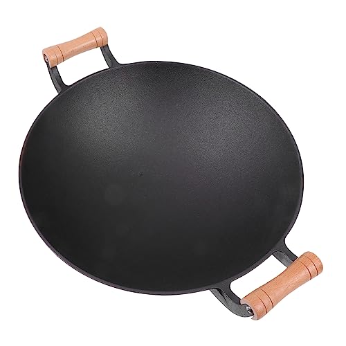 Wok de hierro fundido Alipis con doble mango de madera