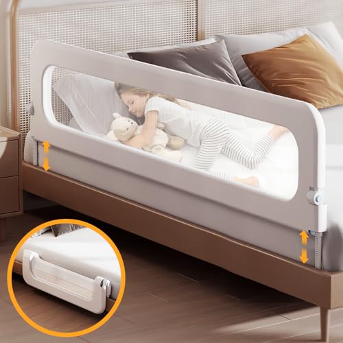 Baby Bed Guard Rail for Toddler - 78.7in Adjustable Heights Swing Down Bedrail Extra Tall Child Safety Side Railing Guards for Kids - Toddler Bed Rail for Queen King Twin and Bunk Size Beds