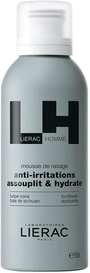 Lierac Homme Schiuma da Barba Anti-irritazioni, Idratante e Lenitiva, per Tutti i Tipi di Pelle, Formato da 150 ml