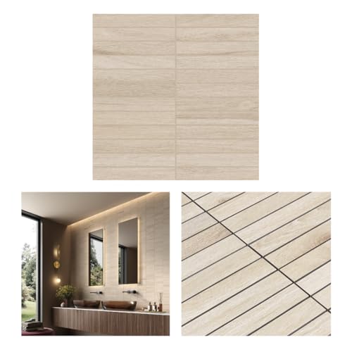 Tenedos HTC206 Almond Grove Porcelain Mosaic Tile - Beige Wood