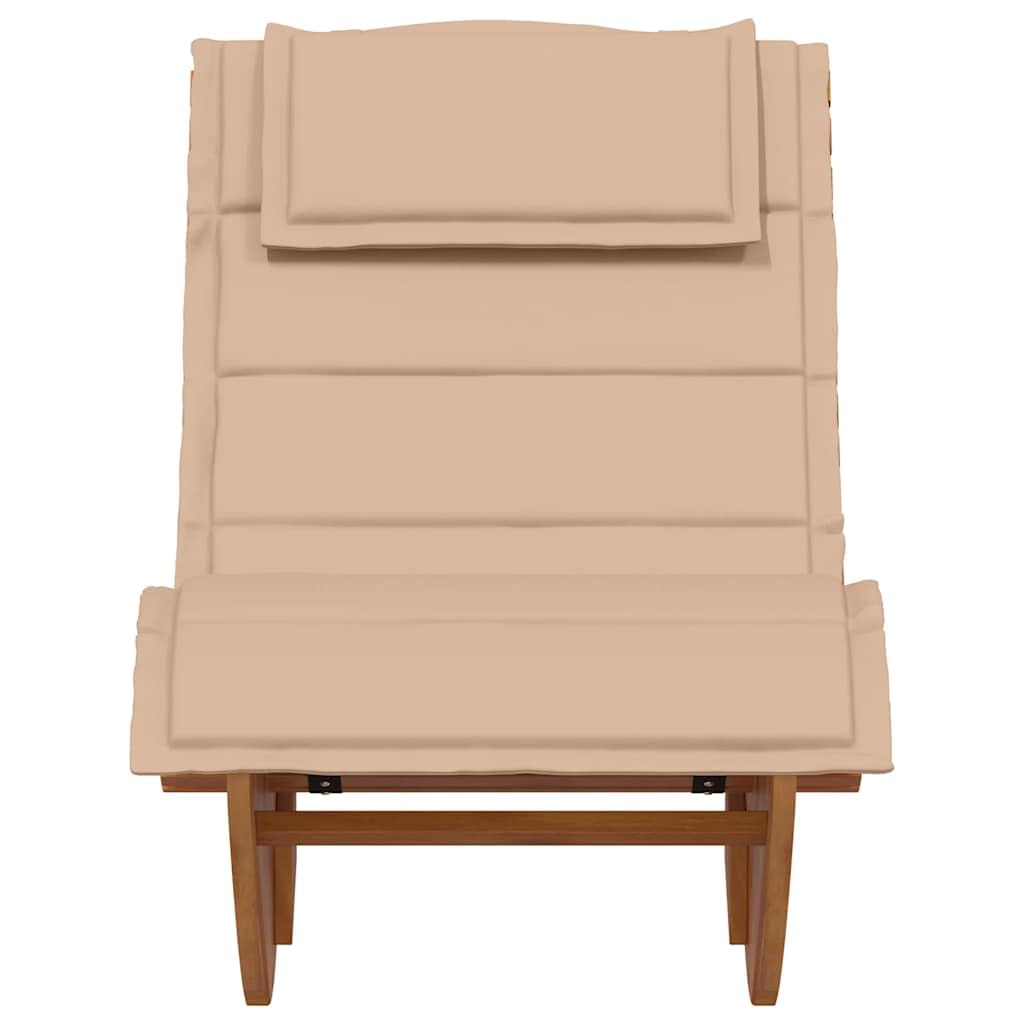 Massive Akazienholz Schaukelliege mit Auflage, ergonomische Sonnenliege für Garten Terrasse Pool, sicheres Schaukeln durch Bodenstopper, Lamellendesign für Belüftung