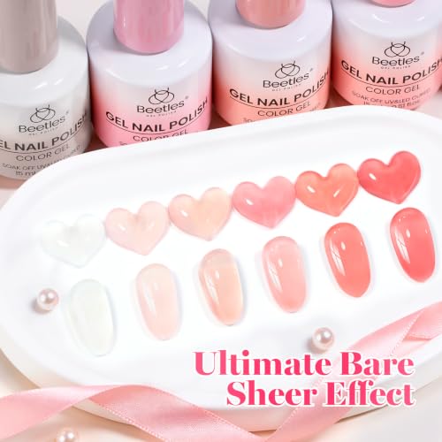 Image of Beetles Nude Gel Nail Polish Set, Soft Girl Nude 6 Colors 15ML Full Size