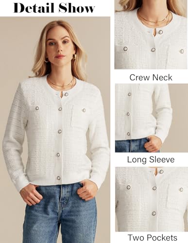 Image of GRACE KARIN Womens Open Front Button Down Long Sleeve Texture Knit Cardigan Sweaters with Pockets