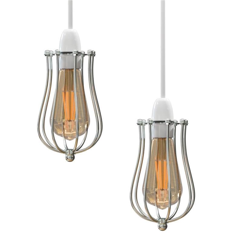 DC VOLTAGE Modern 2 Pack Pendant Light Metal Balloon Wire Cage E27 Bulb Base Easy Fit Hanging Ceiling Lamp Shade Ideal for Kitchen Living Room Hallway Bar Coffee Shop Hotels