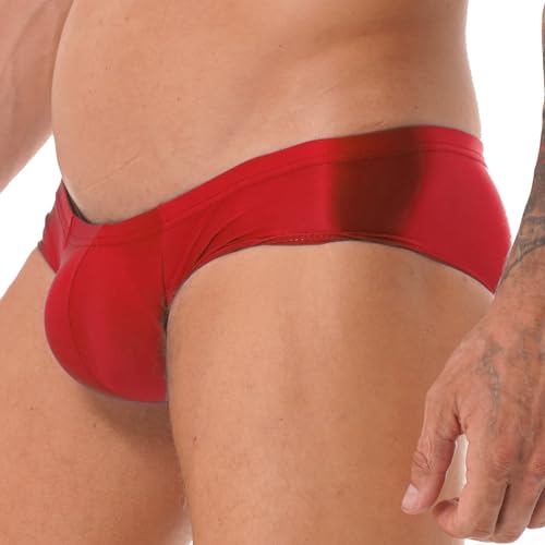 renvena Men's Silky Glossy Bikini Briefs Swim Trunks Stretchy Boxer Shorts Swimwear Bottoms4