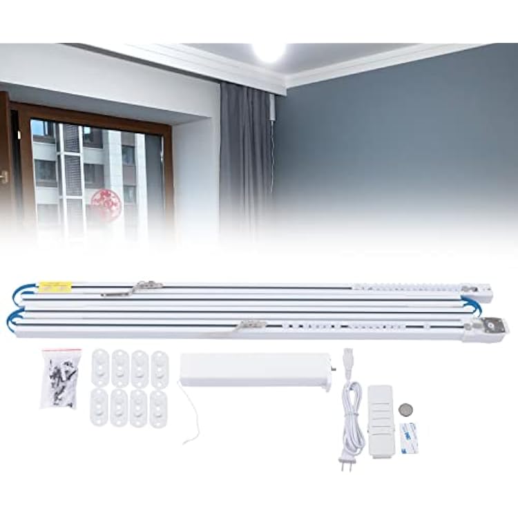 2M-6M Controller Control Smart Motorized Electric Curtain for Straight Windows Curved Windows,with Controller Controler,Ac 110V 60Hz,Size(Folded) 105x12x12cm,Pc and Abs Material (4M)