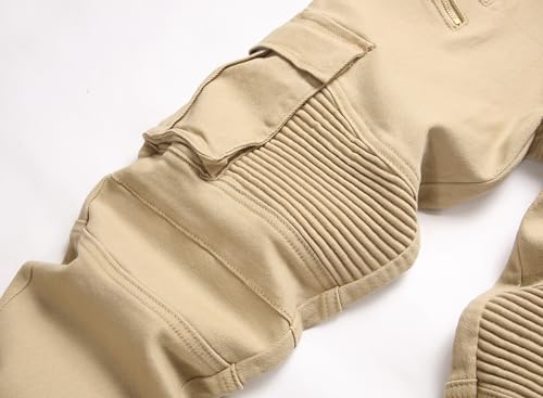 AITITIA Men's Biker Zipper Deco Washed Straight Fit Jeans - Image 5