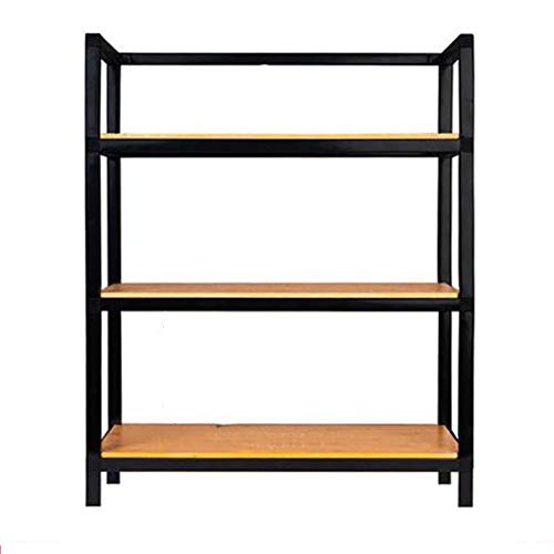 FZX514 3 Zapatos Zapatos -Tier Hierro Forjado Torre Rack, Tabiques De Madera del Zapato del Organizador del Almacenaje del Estante, por Dormitorio Pasillo Puerta De Entrada,Negro