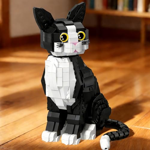801PCS Tuxedo Cat Animal Mini Building Blocks Kit not Compatible with Lego Cats Size,Ideas DIY 3D Animals Craft Home Decor Collection,Unique Display Gift Toy for 6+ Kids and Adults - Image 3