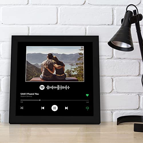 Image of Ritwika's Personalized Desk Photo Frame With Customizable Spotify Song And Photo Of Your Choice | Plaque For Your Loved Ones (Black Background - Table Spotify 9.5 X 9.5 Inch), Tabletop