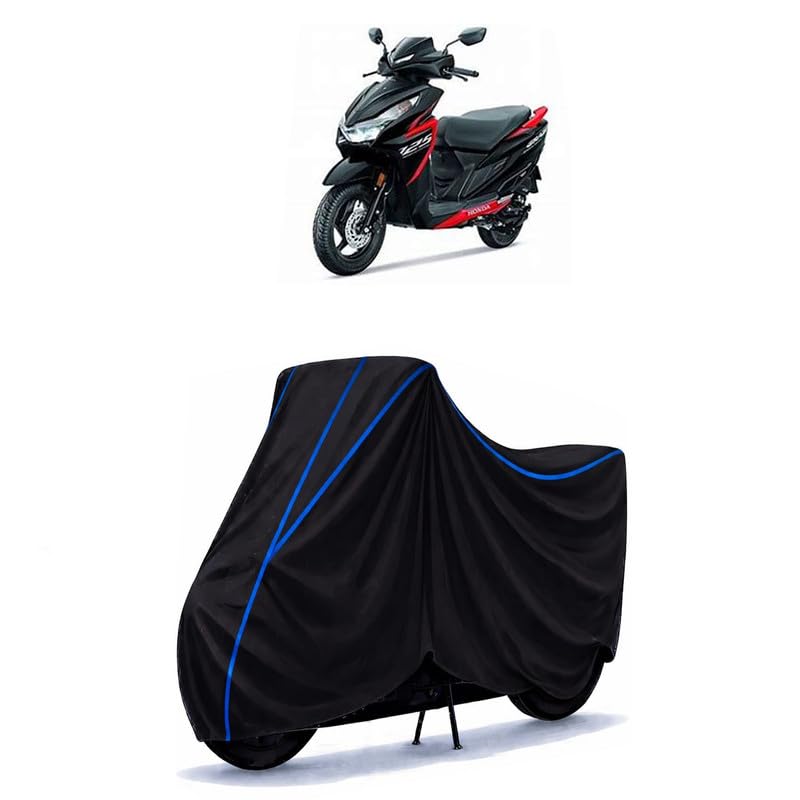 Image of Scooty Cover Water Resistant for Grazia BS6 | Universal Scooter & Bike Cover | Heavy Duty UV Dust, Rain & Scratch Protection Weather Indoor Outdoor | Black with Blue Piping