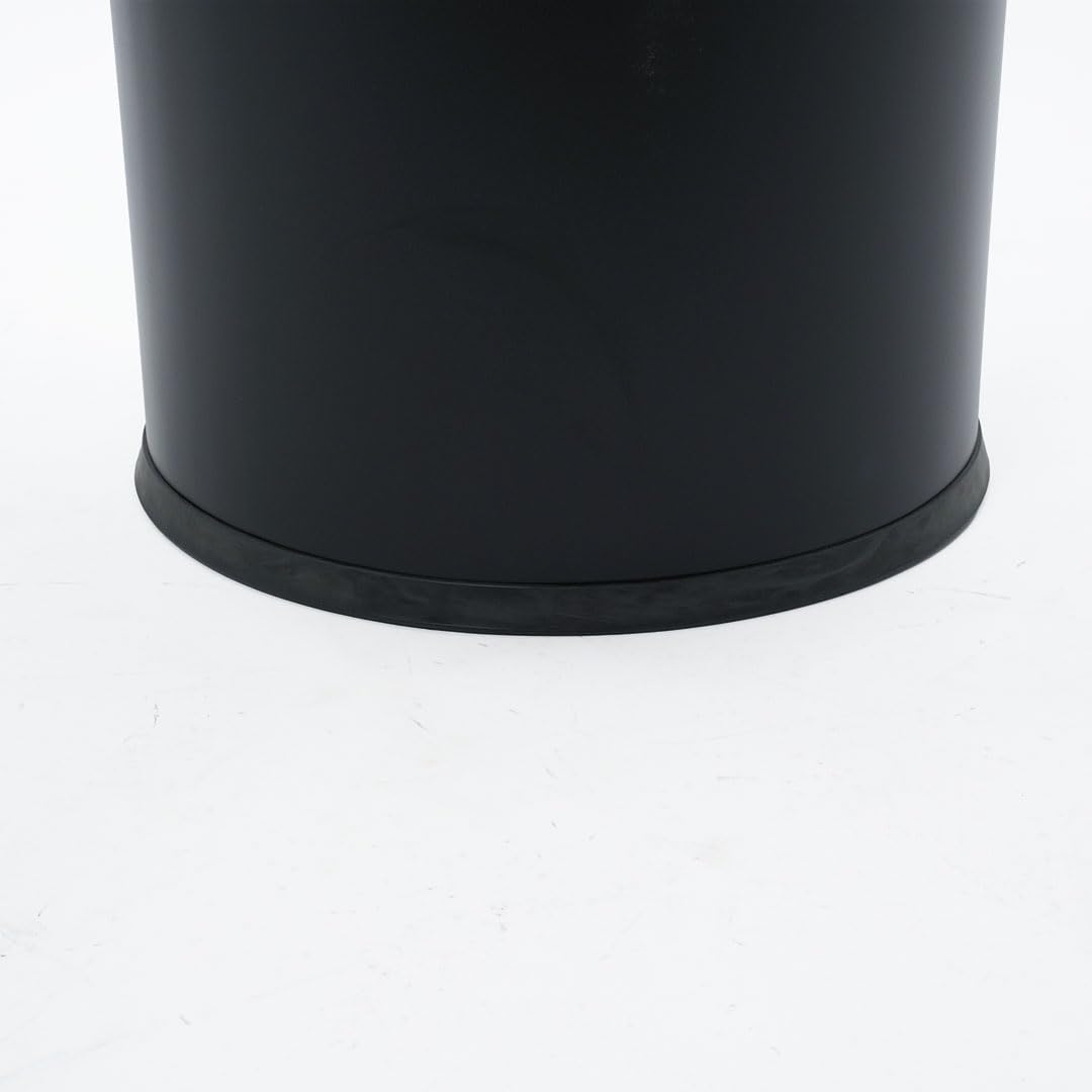 Danieli Store - Cubo de Basura 52L para Exteriores en Acero Negro Ø38,5x71,7 cm - Cubo Basura con Tapa Basculante - Papelera con Goma Antideslizante en la Base